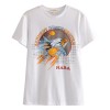 Retro Casual Short Sleeve Airship Print Fashion Cotton T-Shirt Short Sleeve Top - Shirts - $23.99 