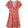 Retro Deep V floral strap short-sleeved - Dresses - $27.99 