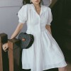 Retro Doll Collar Puff Sleeve Waist Dres - ワンピース・ドレス - $32.99  ~ ¥3,713