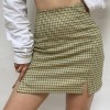 Retro High Waist Plaid Skirt Double Spli - Skirts - $25.99 