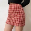 Retro High Waist Red Plaid Skirt - Faldas - $25.99  ~ 22.32€