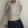 Retro High Waist Short Skinny Turtleneck Leopard Print Long Sleeve T-Shirt Top - Majice - kratke - $25.99  ~ 165,10kn