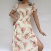 Retro Print Puff Sleeve Dress Sweet Joke - Dresses - $27.99  ~ £21.27