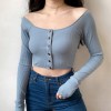 Retro Slim Fit Long Sleeve Thread T-Shirt - 半袖衫/女式衬衫 - $25.99  ~ ¥174.14