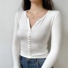 Retro Slim Fit Multi-Button Long Sleeve - Koszulki - krótkie - $27.99  ~ 24.04€
