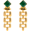 Retro Tassel Rhombus Copper Gold Plated Artificial Gemstones Drop Earrings 1 Pai - Kolczyki - $3.93  ~ 3.38€