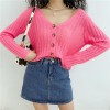 Retro V-neck short paragraph wild sweater coat female macaron sunscreen - Tシャツ - $27.99  ~ ¥3,150
