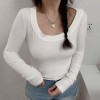 Retro big round neck slim stretch T-shirt - 半袖シャツ・ブラウス - $27.99  ~ ¥3,150