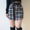 Retro check black and white plaid high w - Skirts - $25.99 