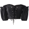 Retro collar shoulder strap puff shirt - Srajce - kratke - $26.99  ~ 23.18€