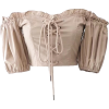 Retro collar shoulder strap puff shirt - Рубашки - короткие - $26.99  ~ 23.18€