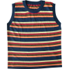 Retro contrast striped ice silk knit sle - 半袖シャツ・ブラウス - $23.99  ~ ¥2,700