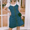 Retro denim slimming A-line suspender skirt Super versatile suspender dress - Vestidos - $28.99  ~ 24.90€