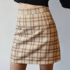 Retro high waist plaid skirt female slim slimming A-line skirt anti-glare packag - Skirts - $27.99 