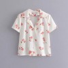 Retro lapel print front buttoned short s - Рубашки - короткие - $25.99  ~ 22.32€