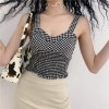 Retro lattice camisole houndstooth bottoming top - Shirts - $27.99 