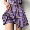Retro plaid pleated skirt A-line high waist short skirt - Faldas - $25.99  ~ 22.32€