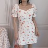 Retro puff sleeve dress 2020 summer printed A-line skirt - Dresses - $28.99 