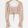 Retro square collar short pleated floral - Camisa - curtas - $25.99  ~ 22.32€