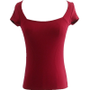 Retro square neck short sleeve thread T- - 半袖シャツ・ブラウス - $19.99  ~ ¥2,250