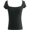 Retro square neck short sleeve thread T- - T-shirts - $19.99 