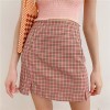 Retro tight-fitting hip skirt pink check skirt - Skirts - $27.99 