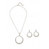 Rhinestone Circle Necklace with Matching Earrings - Earrings - $6.99 