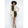 Rib Color Block Mock Neck Long Sleeve High-waist Mini Skirt - Haljine - $47.30  ~ 300,48kn