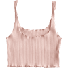 Ribbed Fitted Crop Tank Top - Light Pink - Майки - 