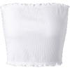 Ribbed Flounced Tube Top - White - Camisas sin mangas - $9.99  ~ 8.58€