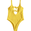 Ribbed Knotted High Cut Swimsuit  - Kupaći kostimi - 