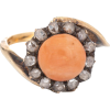 Ring Coral Rose Cut Diamond 1880s-1900s - Rings - 