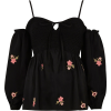 River Island Black Floral Top - Camisa - curtas - 