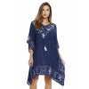 Riviera Sun Embroidered Caftan Dress for Women with Cinched Waist - Dresses - $16.49 