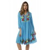 Riviera Sun Floral Embroidered 3/4 Sleeve Button Front Empire Waist Dress - Vestiti - $24.99  ~ 21.46€