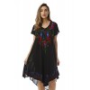 Riviera Sun Rayon Crepe Short Sleeve Dress with Multicolored Embroidery - Dresses - $24.99 