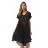 Riviera Sun Rayon Crepe Short Sleeve Dress with Multicolored Embroidery - sukienki - $24.99  ~ 21.46€