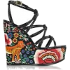 Roberto Cavalli  Floral Embroidered Blac - 凉鞋 - 