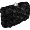 Romantic Rose Rosette Sheer Satin Hard Case Baguette Evening Clutch Purse w/Detachable Chain Black - Kleine Taschen - $39.99  ~ 34.35€