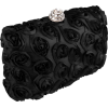 Romantic Rose Rosette Sheer Satin Hard Case Baguette Evening Clutch Purse w/Detachable Chain Black - Torbice - $39.99  ~ 254,04kn