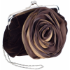 Romantic Rosette Rose Evening Handbag, Clasp Purse Clutch w/Hidden Chain Brown - Hand bag - $31.99 