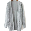 Romwe Open-Knit Pockets Grey Cardigan - Swetry na guziki - 