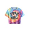 Romwe Women's Colorful Tie Dye Ombre Round Neck Tee Shirt Top - T-shirts - $23.99 