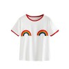 Romwe Women's Cute Rainbow Print Striped Short Sleeve Basic Tee Shirt Top - Majice - kratke - $15.99  ~ 13.73€