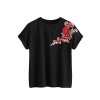 Romwe Women's Floral Embroidery Cuffed Short Sleeve Casual Tees T-Shirt Tops - Camisola - curta - $12.99  ~ 11.16€