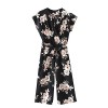 Romwe Women's Floral V Neck Jumpsuit with Self Tie Mid Waist Cap Batwing Sleeve Romper - Hose - lang - $25.99  ~ 22.32€