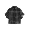 Romwe Women's Grid Shirt Knot Front Roll Sleeve Blouse - Tシャツ - $14.99  ~ ¥1,687