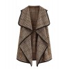 Romwe Women's Plus Plaid Contrast Trim Waterfall Collar Open Front Sleeveless Jacket Cardigan - Outerwear - $16.99  ~ ¥1,912