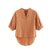 Romwe Women's Rolled up Sleeve V Neck Pleated Hem Casual Tee Shirts Blouse Tops - Tシャツ - $17.99  ~ ¥2,025