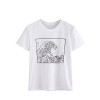 Romwe Women's Short Sleeve Top Casual The Great Wave Off Kanagawa Graphic Print Tee Shirt - T-shirts - $18.99 